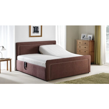 6FT Harworth Dual Action Electric Profiling Bed - 2 Draws - Cream Fabric 