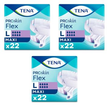 TENA Proskin Flex Maxi Slips - Large - Bulk Saver - 3 Packs of 22