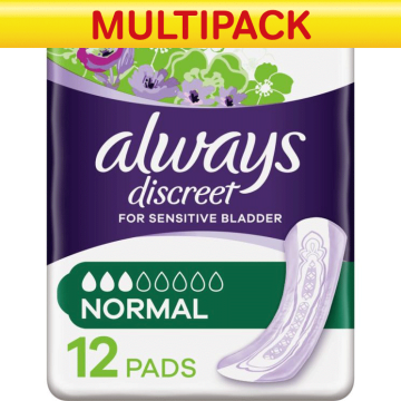 Always Discreet Pads Normal - Case Saver - 4 Packs of 12