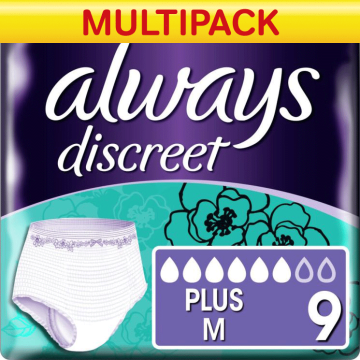 Always Discreet Pants Plus - Medium - Case Saver -2 Packs of 9