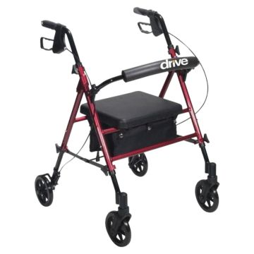Drive R8 Adjustable Seat Height Rollator - Red