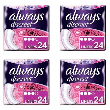 Always Discreet Liners - Bulk Saver - 4 Packs of 24