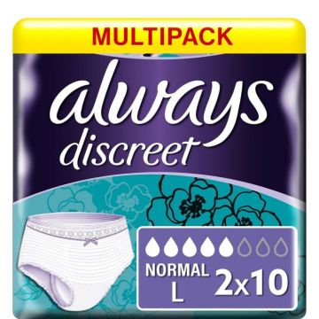 Always Discreet Pants Normal - Large - Case Saver - 2 Packs of 10