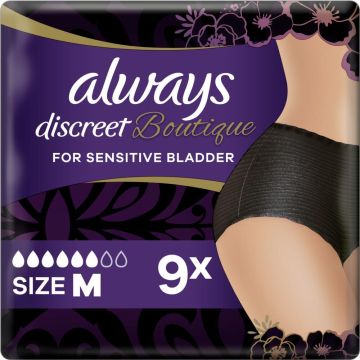 Always Discreet Boutique Pants Plus - Medium - Black - 9 Pack