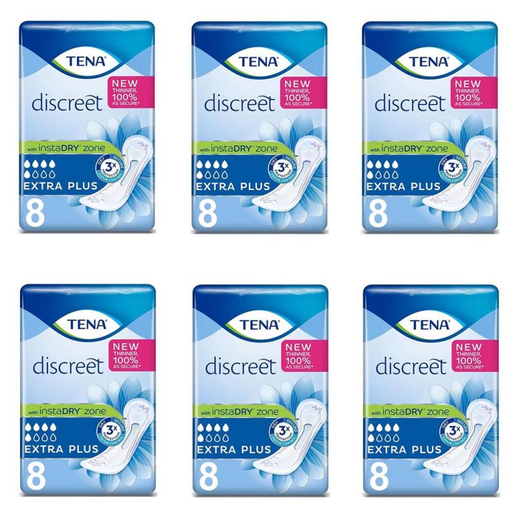 The alps Wade Wink TENA Discreet Extra Plus Pads - Bulk Saver - 6 Packs of 8 | Countrywide  Health & Mobility