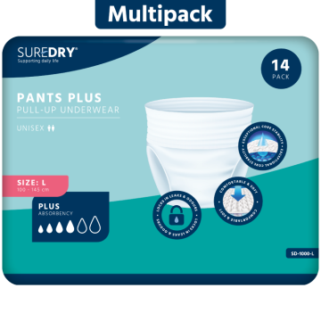 SureDry Incontinence Pants Plus - Large - Pack 14 - Case 6