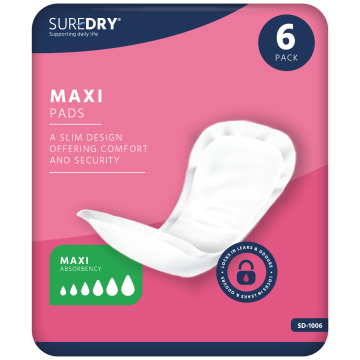 SureDry Ladies Incontinence Maxi Pads Light - Pack 6