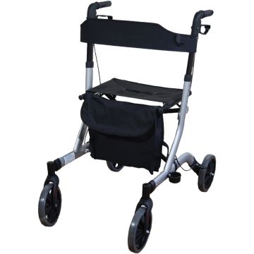Deluxe Ultra Lightweight Folding 4 wheel Rollator GREY - Each