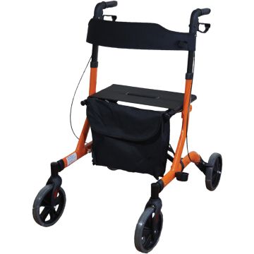 Deluxe Ultra Lightweight Folding 4 wheel Rollator ORANGE - Each
