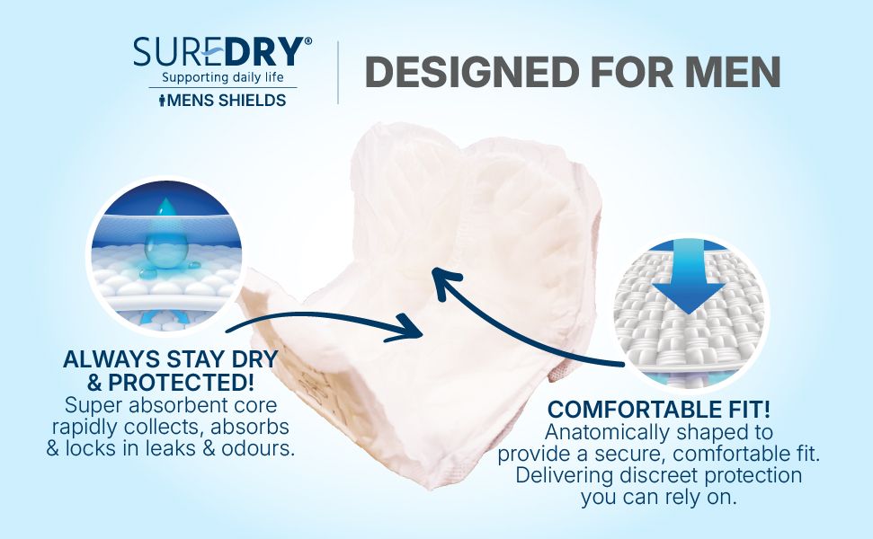 SureDry\u0020Mens\u0020Shield\u0020Incontinence\u0020Pads\u0020\u002D\u0020Level\u00203\u0020\u2013\u0020Pack\u002010