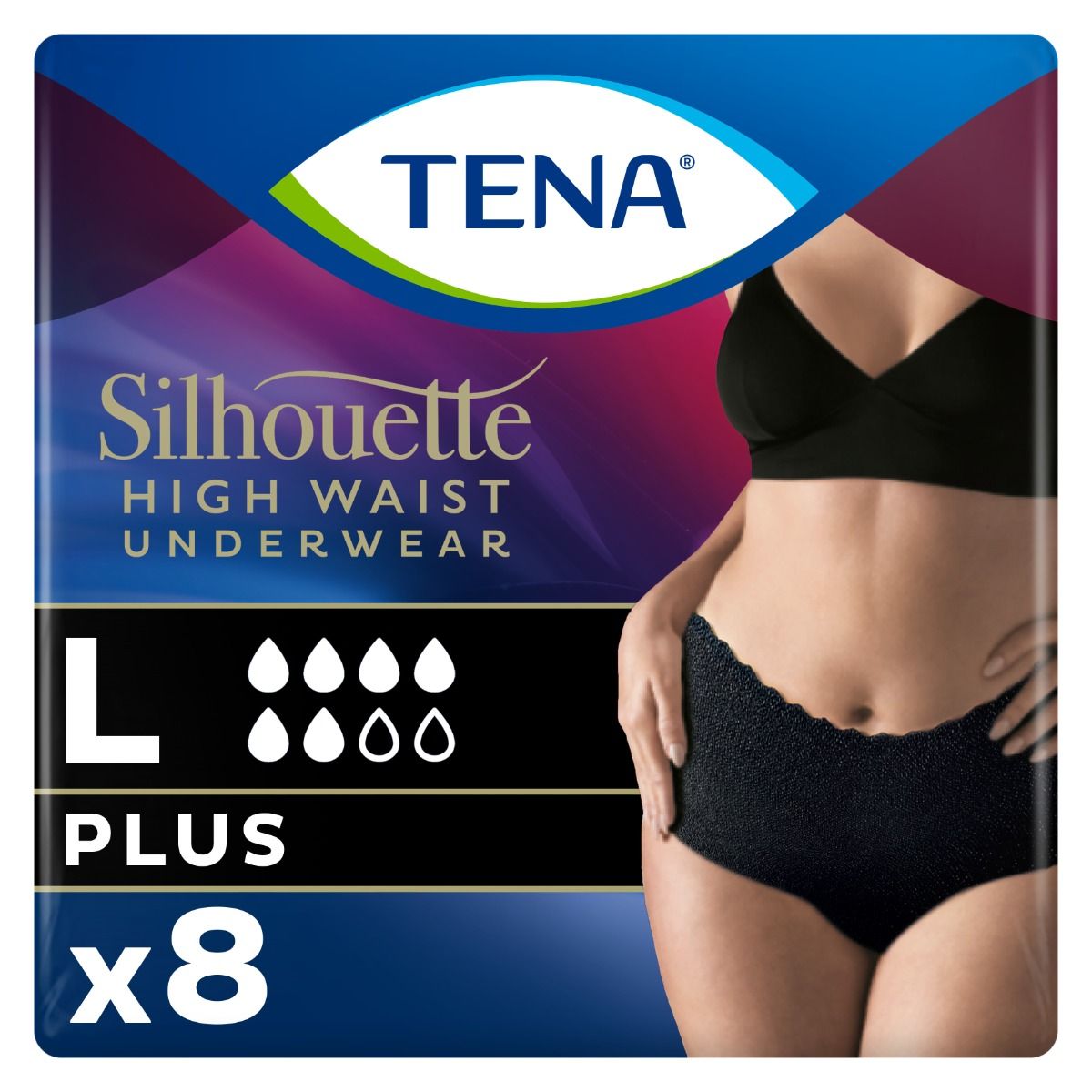 TENA\u0020Silhouette\u0020Plus\u0020Large\u0020\u002D\u0020Black\u0020\u0028High\u0020Waist\u0029\u0020\u002D\u0020Pack\u0020of\u00208