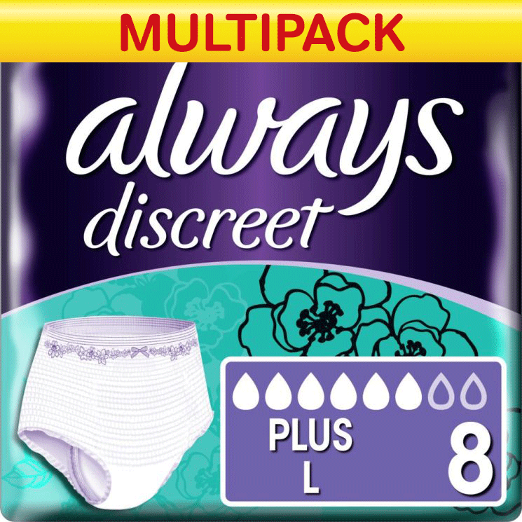 Always\u0020Discreet\u0020Pants\u0020Plus\u0020\u002D\u0020Large\u0020\u002D\u0020Bulk\u0020Saver\u0020\u002D\u00202\u0020Packs\u0020of\u00208