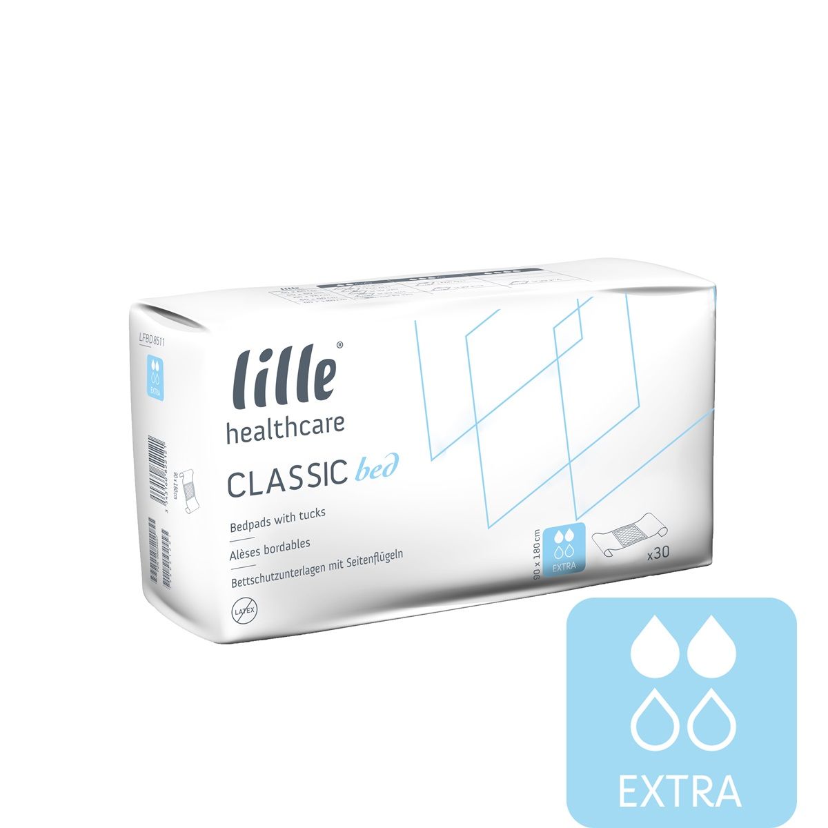 Lille\u0020Healthcare\u0020Classic\u0020Bed\u0020Extra\u0020Pads\u0020\u002D\u0020180x90cm\u0020With\u0020Tucks\u0020\u002D\u002030\u0020Pack