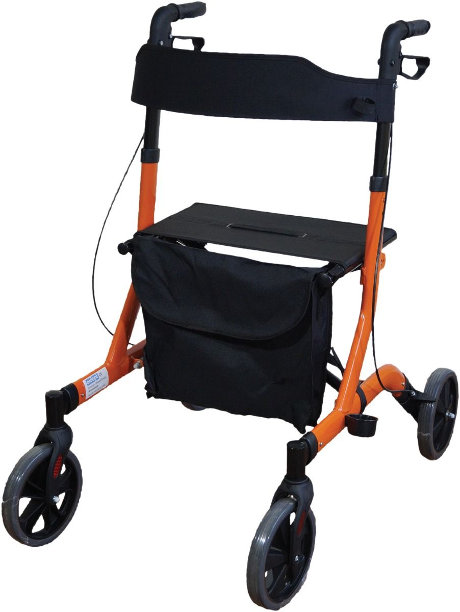 Deluxe\u0020Ultra\u0020Lightweight\u0020Folding\u00204\u0020wheel\u0020Rollator\u0020ORANGE\u0020\u002D\u0020Each